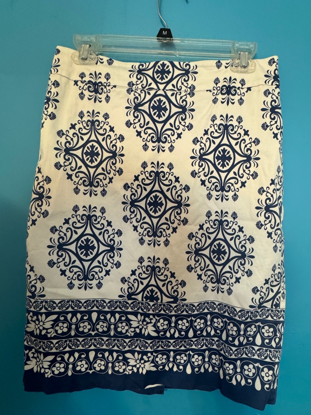 Ann Taylor White Skirt with Navy Floral Print